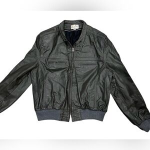 Vintage Jean Pierre Genuine Leather Dark Gray Bomber Moto Jacket Men’s 46
